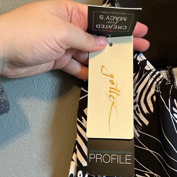 NWT Profile by Gottex Sz 14 Black White Padded Halter Tankini Swimsuit Top $98! - Picture 7 of 13